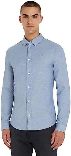 Tommy Jeans Langarmhemd TJM Slim Stretch Oxford Shirt - Stylisches Hemd in Twilight Navy mit elastischem Material für optimalen Tragekomfort, ideal für einen lässigen Look.