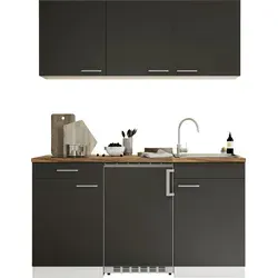 RESPEKTA Pantryküche Luis, 150 cm mit Glaskeramikkochfeld in grau von Respekta