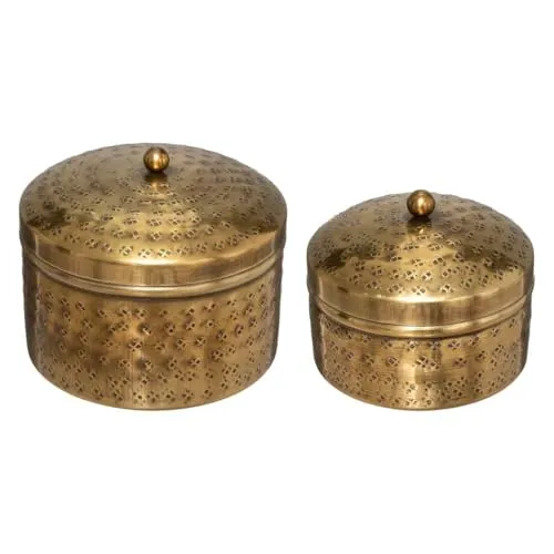 OASIS Schmuckschatullen Set, 2 Stück - Elegante goldene Schmuckkästen aus Metall, 13 x 13 cm, perfekt zur stilvollen Aufbewahrung Ihrer Lieblingsstücke.