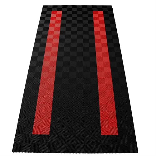 Produktbild RAMROXX Performance Bodenfliesen Garagenboden Set 2,8mx5,6m Schwarz Rot