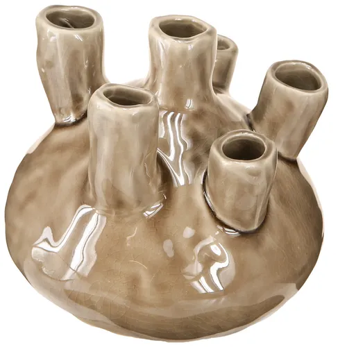 Maritime Vase Korallen-Design Braun Deko Ø14,5cm H14cm