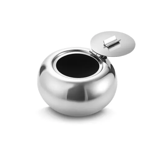 Edelstahl Windaschenbecher Aschenbecher Tragbarer Aschenbecher mit Deckel für Innen & Außen, Silber (S)