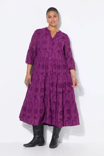 Studio Untold Maxikleid Maxikleid Lochstickerei Volants 3/4-Ärmel