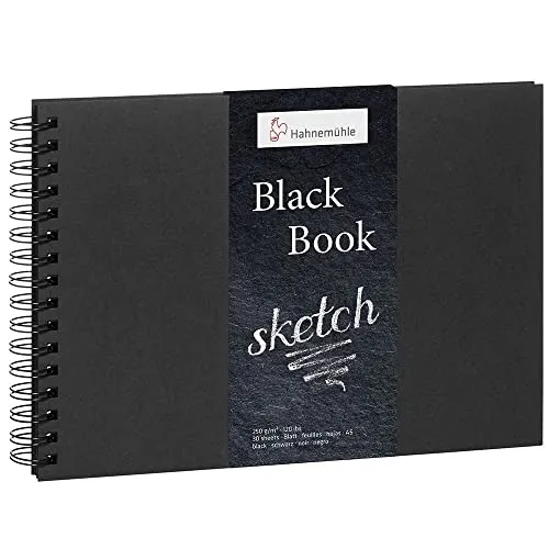 Hahnemühle Black Book, spiralisiert, DIN A5 Querformat, 250g/m², 30 Blatt
