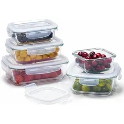 Lacers PurpleLine Frischhaltedosen GLAS 10-Teiliges Set mit Deckeln - 320ml, 370ml, 640ml, 800ml, 1050ml Aufbewahrungsboxen | Glasbehälter Küche - Transparent