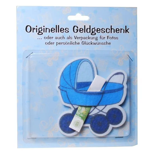 Geschenkverpackung * Kinderwagen* blau aus Filz, Geld, basteln, Originell R 86