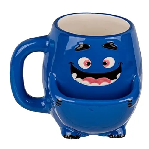 Blaues Monster Kaffeebecher mit Keksfach - Tasse Kaffeetasse