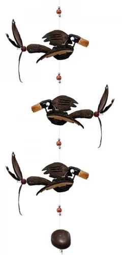 Produktbild Windspiel Mobile 3 Vögel aus Holz – 81 cm lang