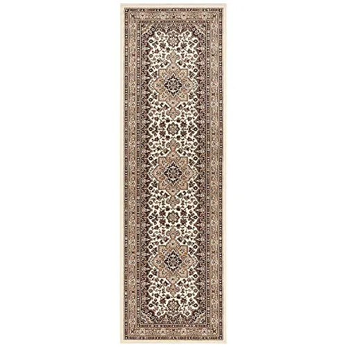 Nouristan Mirkan Orient Teppich – Vintage Wohnzimmerteppich in Beige, 80x250cm - Orientalischer Kurzflor Teppich, perfekt für jeden Wohnraum. Strapazierfähig und leicht zu reinigen dank 100% Polypropylen. Ideal für Parkett, Laminat und Fußbodenheizungen.