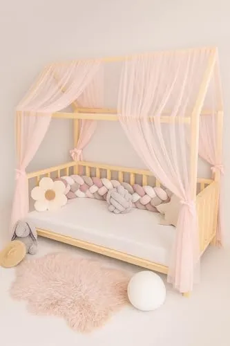 Baby Fancyroom Betthimmel für Hausbett Kinderbett, universell, Premium Tüll, 2-teilig, Hausbetthimmel, Bettvorhang (Rosa, 300cm)