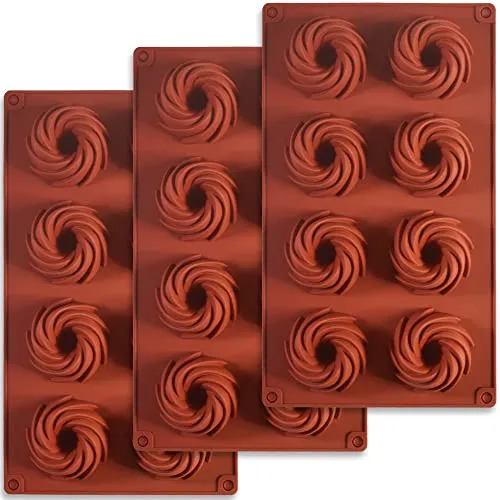 ionEgg Silikon-Wirbelform Silikonform Gießform für Schokolade, Süßigkeiten, Pudding, Kekse, 3 Stück