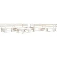 vidaXL 6-tlg. Paletten-Lounge-Set Holz Weiß - Gartenmöbel-Set aus langlebigem, witterungsbeständigem Kiefernholz, ideal zum Entspannen im Freien. Verleiht Terrasse oder Garten rustikalen Charme und bietet höchsten Komfort mit optionalen Kissen.