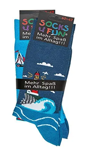Socks4Fun Damen Sneaker Socken (2 Paar) witzig 36-41 Leuchtturm