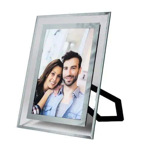 INTIRILIFE Glas Bilderrahmen Silber - 15x10 cm Fotos und Bilder - Für Babyfotos, Familienfotos, Hochzeitsfotos - Passendes Geschenk für besondere Anlässe