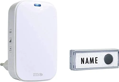 ME BG-1 - Funk-Türglocke - Türsprechanlage mit 100 Meter Reichweite, sofort betriebsbereit ohne Installation. 36 Melodien und optische Klingelanzeige durch blaue LED - ideal für jeden Raum!