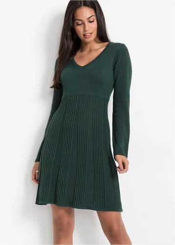 bonprix Strickkleid für stilvollen Auftritt, aus Baumwolle und Polyacryl, mit Rippen-Mix