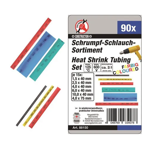 Produktbild BGS-88150 Schrumpf-Schlauch-Sortiment farbig 90-tlg.