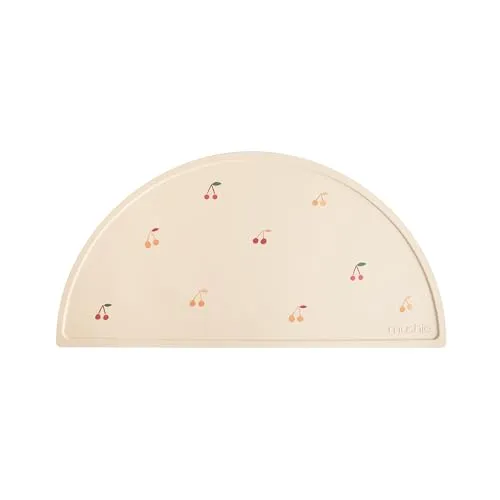 Mushie Platzset Platzdeckchen Cherries - Silikon, BPA-frei - Tischsets aus lebensmittelechtem Silikon, schmutzabweisend und leicht zu reinigen. Ideal, um Ihr Kind beim Essen sauber zu halten und perfekt kombinierbar mit unseren Silikonlätzchen.
