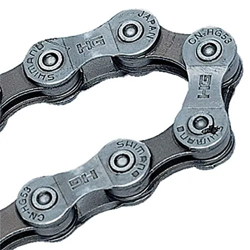 Shimano Kette CN-HG53, silber, I-CNHG53114IG - Fahrradkette mit 114 Gliedern, 9-Fach spezial vernietet für optimale Schaltleistung und Langlebigkeit.