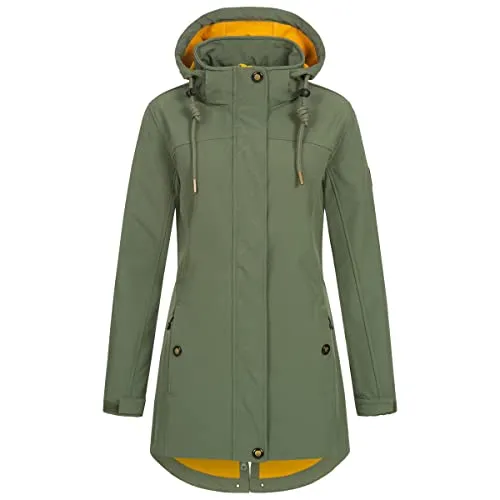 Ankerglut Damen Softshellmantel Kurzmantel mit Kapuze - Funktionsjacke mit warmem Fleecefutter, atmungsaktiv und winddicht, ideal für Übergangszeiten und maritime Abenteuer.