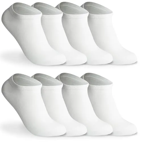 Bärenfuß Herren & Damen Sneaker Socken - 8 Paar aus Europa - Premium Baumwolle (Weiß, 39-42)