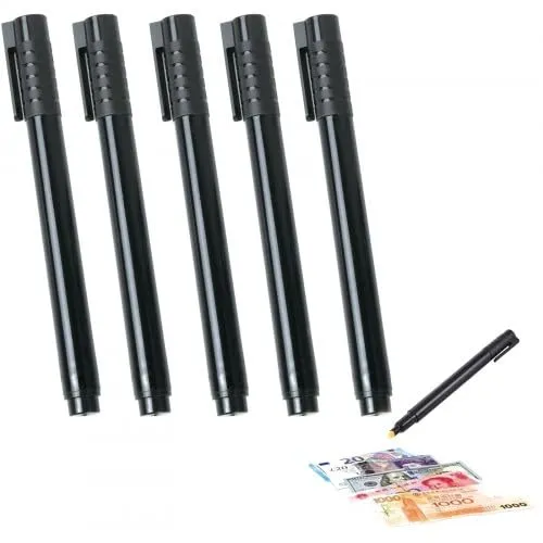 Nivofu 5 Stück Geldscheinprüfer Stift, GeldprÜFstift, Geldschein-PrÜFstift Geldscheine, Falschgeld Stift, Geldscheine GeldprÜFstift für Euro, Dollar, Britische Pfund Internationalen Währungen