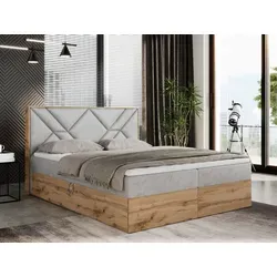 Boxspringbett Gunar 180x200 mit Bettkasten und Matratze H4 - Elegantes Polsterbett mit robuster Holzkonstruktion, inklusive PREMIUM-Multipocket-Matratze für optimalen Schlafkomfort und zwei praktischen Bettkästen zur Aufbewahrung.