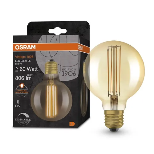 Osram LED Filament G95 Globe 8,8W = 60W E27 gold 806lm extra warm 2200K DIMMBAR