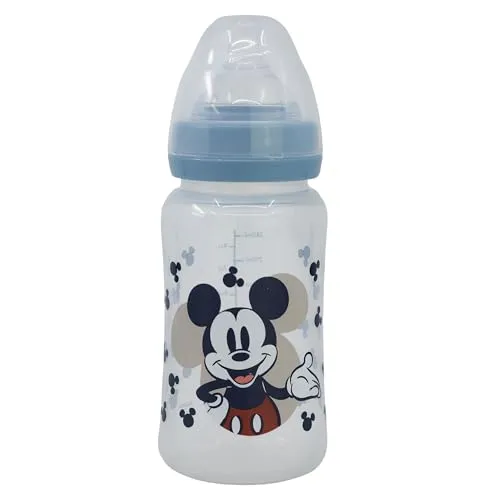 Weithalsflasche 240 ml Sauger Silikon 3 Positionen Mickey Mouse Full OF Smiles