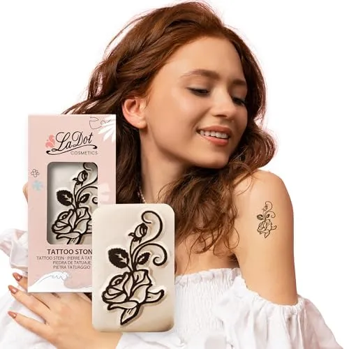 LaDot Temporäre Tattoos – Rose und viele weitere Designs | Sicher einfach anzubringen und ein Spaß für Kinder und Erwachsene