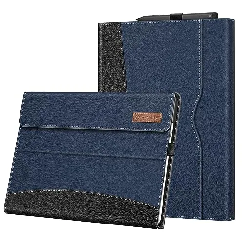 Fintie Hülle für Microsoft Surface Pro 11/10 / 9 (2024-2022) 13 Zoll - Multi-Sichtwinkel Kunstleder Tasche Schutzhülle mit Dokumentschlitze Stift Halter, Type Cover Kompatibel, Marineblau