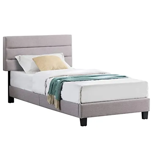 CARO-Möbel Polsterbett TUSCON 90x200 cm - Stylisches Polsterbett in Grau mit Roll-Lattenrost, ideal für Jugendzimmer oder Einzelzimmer, bietet hohen Komfort und modernes Design.