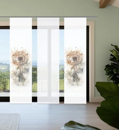 HOME in green Schiebegardine AMARANDE (3 St) – Halbtransparente Paneelwagen in Bambusoptik - Die Schiebegardine AMARANDE verleiht Ihrem Zuhause mit ihrem eleganten Aquarell-Design einen frischen Look. Ideal für Wohnzimmer, Schlafzimmer oder Büro – flexibel in verschiedenen Setgrößen erhältlich.