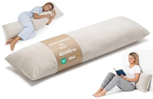 Totsy Baby Seitenschläferkissen Velvet 40 x 145 cm - Schwangerschaftskissen & Seitenschläferkissen, ergonomisch für optimale Unterstützung beim Schlafen und Entspannen, mit abnehmbarem Bezug für einfache Pflege und hygienische Nutzung.
