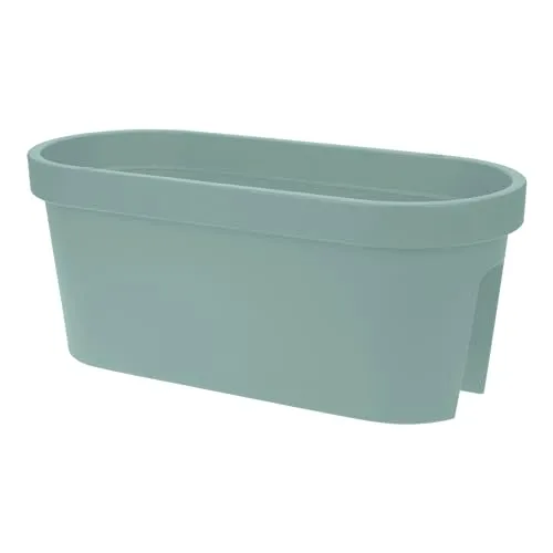 Spetebo Balkon Geländer Blumenkasten oval 60 cm - mintgrün - Kunststoff Pflanztopf zum Einhängen - Garten Blumentopf Pflanz Blumen Schale zum Hängen