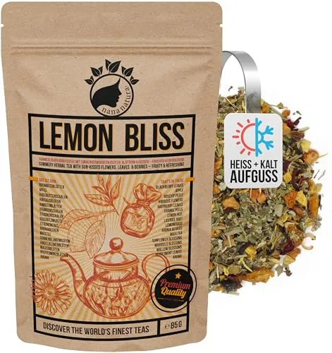 NanaNatura's Original LEMON BLISS TEA 85g | fruchtig-erfrischender Sommer-Kräutertee | als Eistee, Cold Tea oder zur klassisch heiß | mit Sonnenverwöhnten Blüten, Blättern & Beeren | zuckerfrei