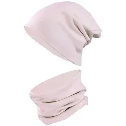 TupTam Beanie Kinder Beanie Mütze Schlauchschal Set aus Jersey und Rippstoff rosa 56-62
