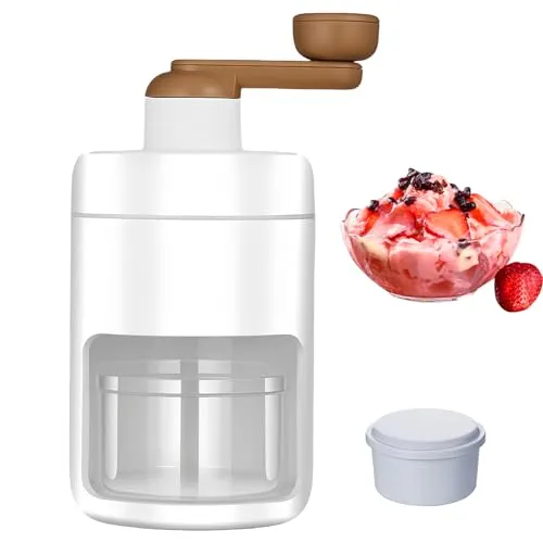 Rasierte Eismaschine, Crushed Ice Maker Mit Manueller Kurbel, Manueller Eisrasierer Mit Eiswürfelschalen, Tragbare Eiscrusher Slushy Maker, Eiszerkleinerer Für Restaurants Partys Bars (Weiß)