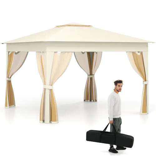 COSTWAY 3,3x3,3m Faltpavillon mit Moskitonetz & Tragetasche