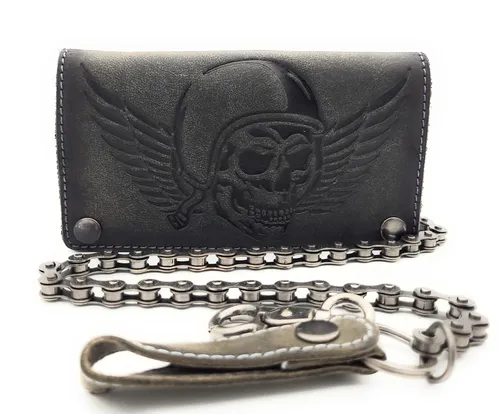 Lemasi Biker Geldbörse mit Kette aus naturbelassenem Hunterleder