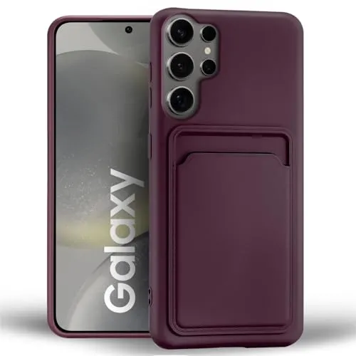 CoolGadget Kartenhülle Handy für Samsung Galaxy S24 Ultra Card Case, Schutzhülle mit Kartenfach & TPU Stoßschutz und Microfaserfutter, kompatibel mit Samsung Galaxy S24 Ultra (6,8 Zoll), Lila