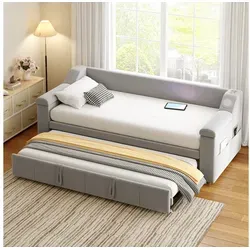 Odikalo Ausziehbett Schlafsofa mit USB und Ablagefächern