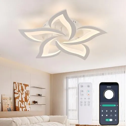 KAUCQI LED Deckenleuchte Wohnzimmer, 68CM Dimmbar Deckenlampe Moderne Wohnzimmerlampe mit Fernbedienung 3000K-6000K Decken Lampe für Hallway Küche