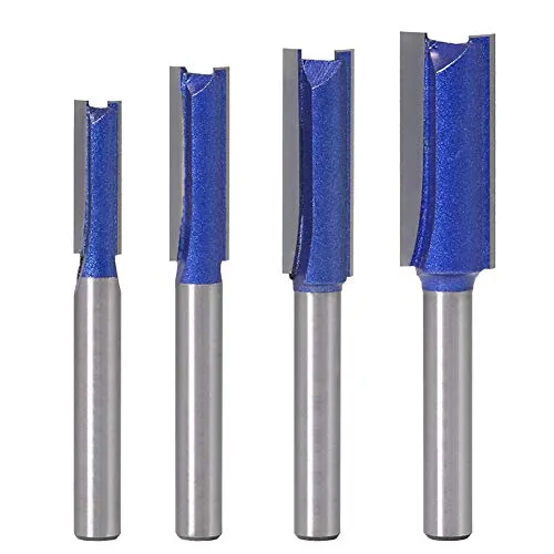 Saipor 4 Stück 6 mm Schaft Gerades Fräser Set Fräser Nutfräser Router Bits Gerades Fräser Schneidmesser Hartmetall Fräsen Werkzeug Set