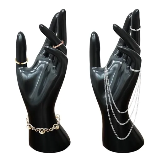 Armband Ausstellungsständer, 2 Stück Hand Schmuckständer, Mannequin Hand, Ringe Ausstellungsstand Schmuck Display Halter, Weibliches Handmodell, Schmuckhalter für Ketten Ringe Armbänder (Black)