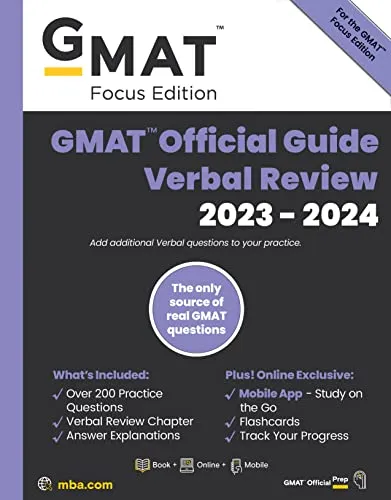 Produktbild GMAT Official Guide Verbal Review 2023-2024, Focus Edition: Includes Book + Online Question Bank + Digital Flashcards + Mobile App