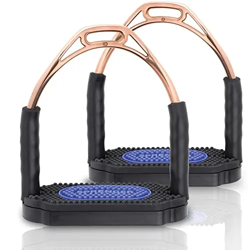Sprenger Bow Balance Steigbügel - Edelstahl rostfrei Bronze, 120 mm Trittweite - Steigbügeleisen für Reitsattel mit gebogener Form für perfekte Lage und System-4-Gelenk, das Komfort und Sicherheit bietet. Xtra breite Trittfläche sorgt für optimale Balance und ist gelenkschonend.