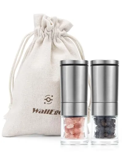 Mini Salz und Pfeffermühle 2er Set, Klein und Verstellbares Keramik-Mahlwerk Unterwegs Gewürzmühlen für Küche Camping Geschenk [Ohne Gewürzinhalt]
