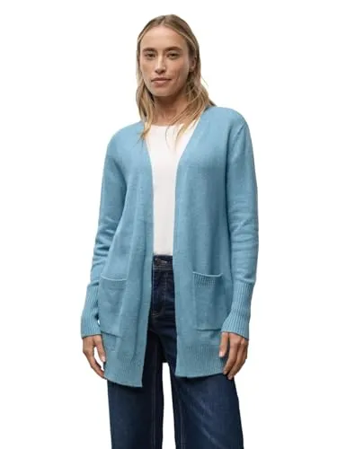 Street One Offener Cardigan Glacier Blue Mel. 46 - Strickjacke für Damen in Glacier Blue Mel., ideal für lässige Looks, mit praktischen aufgesetzten Taschen und bequemem Schnitt.