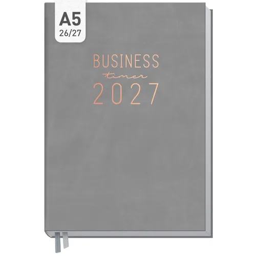 Business-Timer 2026/2027 / 17 Monate / A5 / Grau-Rosé / Häfft-Verlag